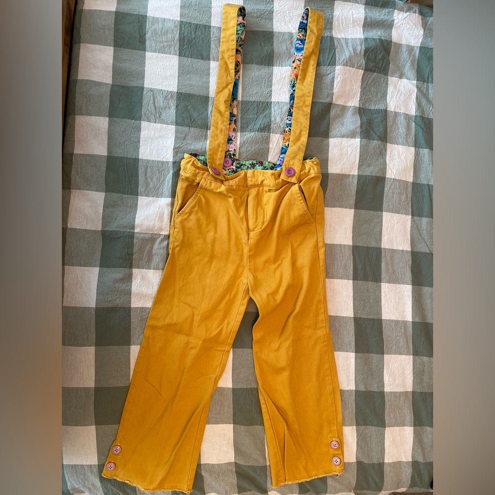 Matilda Jane Yellow Kids Overalls with Floral Straps